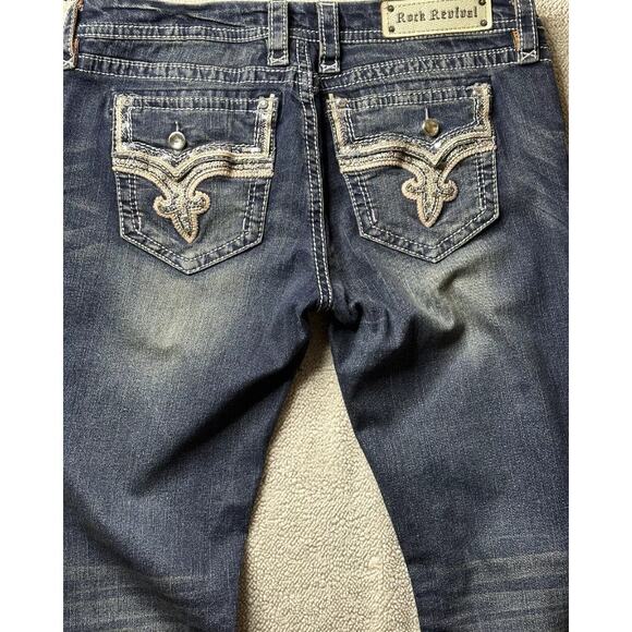 Rock Revival Betty Easy Boot Stretch Rhinestone Embroidery Pockets Jean Size 34 - Picture 4 of 10